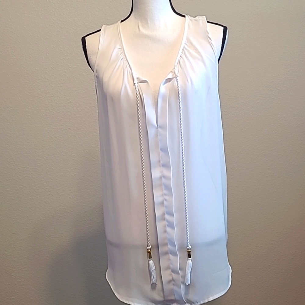 Sleeveless White XL Top Sheer Summer Blouse